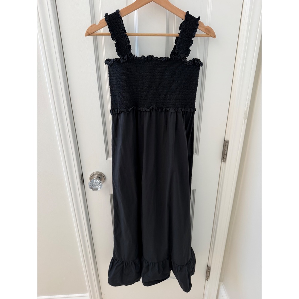 Rails Rumi Smocked Ruffle Maxi Dress Black Size L Cotton